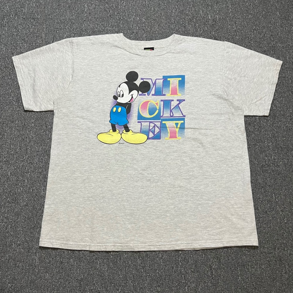 Vintage Mickey Unlimited 1X Heather Gray Disney Graphic T-Shirt Short‎ Sleeve